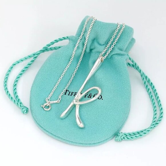 Tiffany & Co. XL Letter K Necklace 30" Silver 925 Peretti Auth w/Bag #22400 - Picture 9 of 9